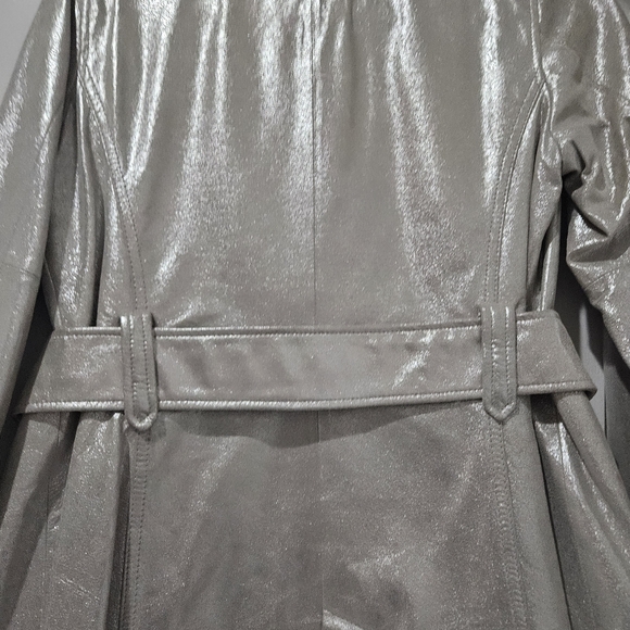 Chico's Shimmering Silver Trench Coat - Picture 6 of 8